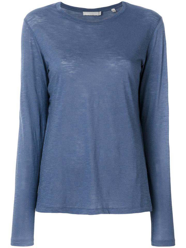 Vince - Classic Fitted Sweater - Women - Cotton - M, Blue, Cotton