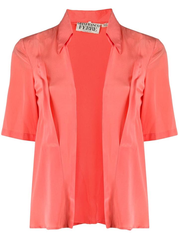 Gianfranco Ferre Vintage Silk Pleat Details Shortsleeved Shirt - Pink