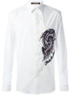 Roberto Cavalli 'pegasus' Embroidered Shirt, Men's, Size: 40, White, Cotton/spandex/elastane/viscose