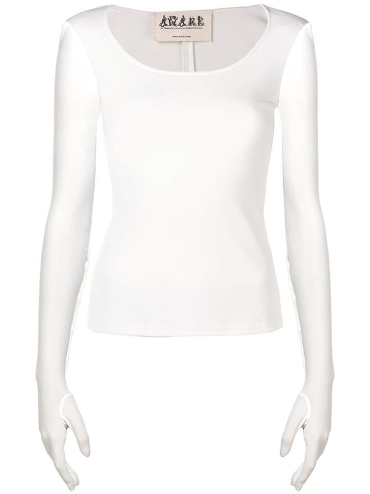 A.w.a.k.e. Scoop Neck Gloved Top - White