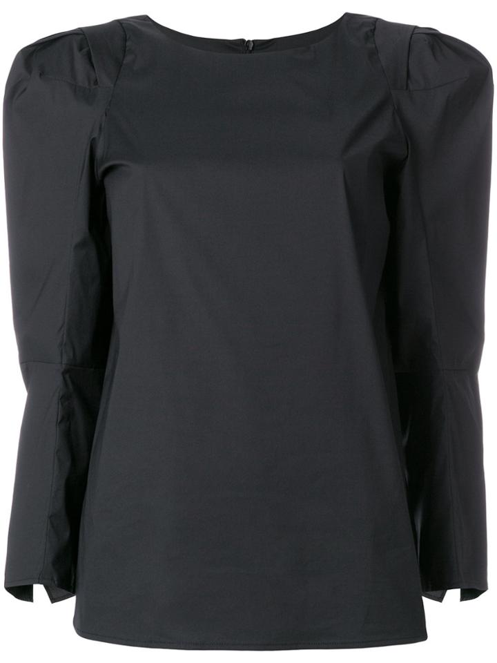 Federica Tosi Floral Appliqué Blouse - Black