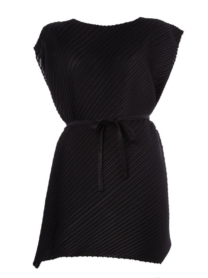 Pleats Please By Issey Miyake Pleated Belted Dress, Women's, Size: 3, Black, Polyester