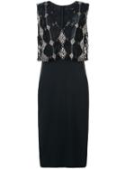 Sally Lapointe Lace Shirred Bodice Dress - Black
