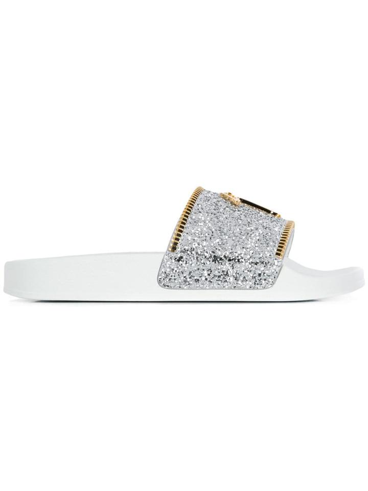 Giuseppe Zanotti Halley Glitter Slides - White