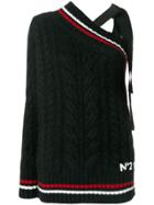 No21 Chunky Knit Asymmetric Jumper - Black