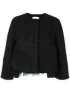 Dorothee Schumacher Mongolian Fringe Jacket, Women's, Size: 3, Black, Cotton/polyester/viscose/polyacrylic