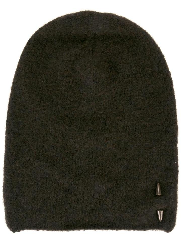 Isabel Benenato Stud Detail Beanie, Women's, Brown, Merino/yak/polyamide/spandex/elastane