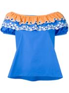 Peter Pilotto Embroidered Off-the-shoulder Top - Blue