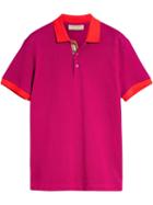 Burberry Contrast Collar Cotton Polo Shirt - Pink