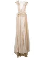 Marchesa - Pleated Gown - Women - Silk/polyester - 12, Grey, Silk/polyester