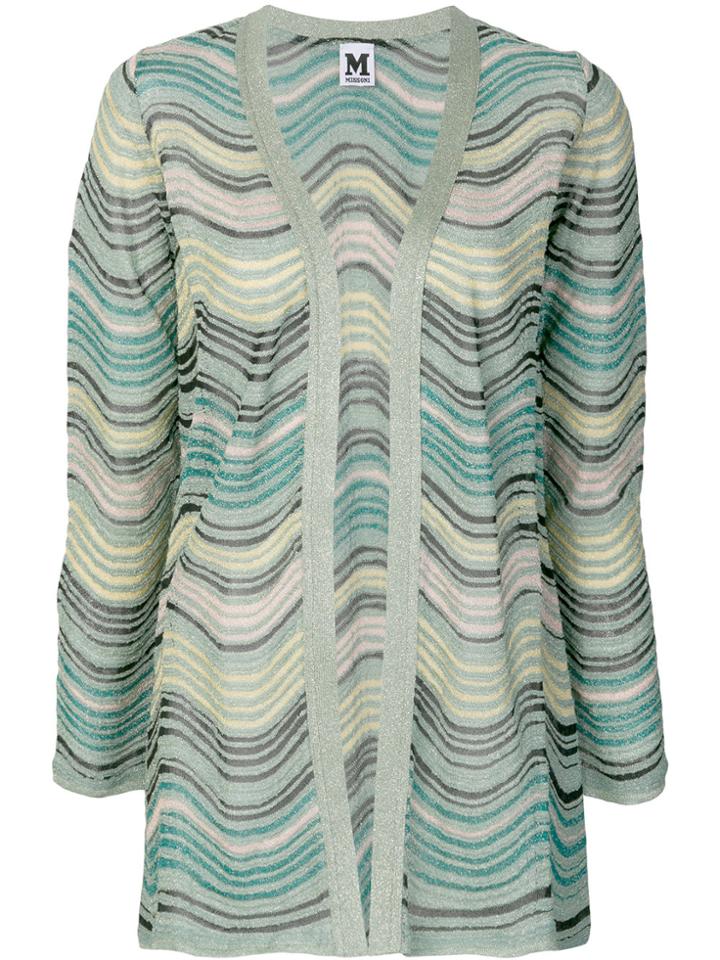 M Missoni Stripe Knit Glitter Cardigan - Green