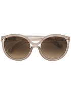 Chloé Eyewear Striped Round Frame Sunglasses - Brown