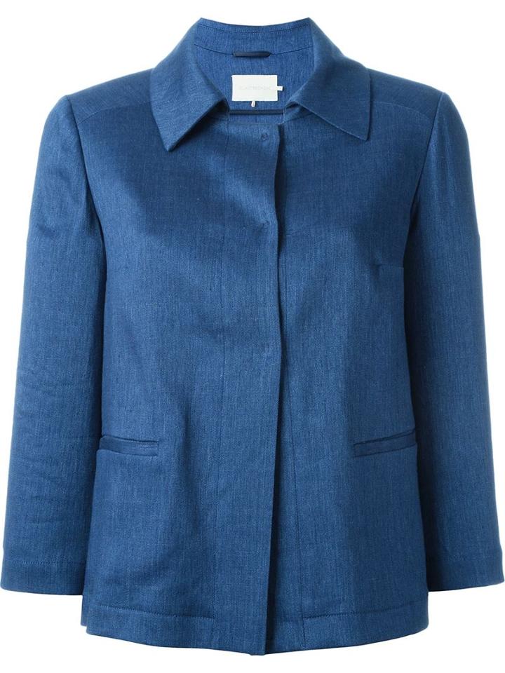 L Autre Chose Boxy Jacket, Women's, Size: 42, Blue, Linen/flax/viscose/spandex/elastane