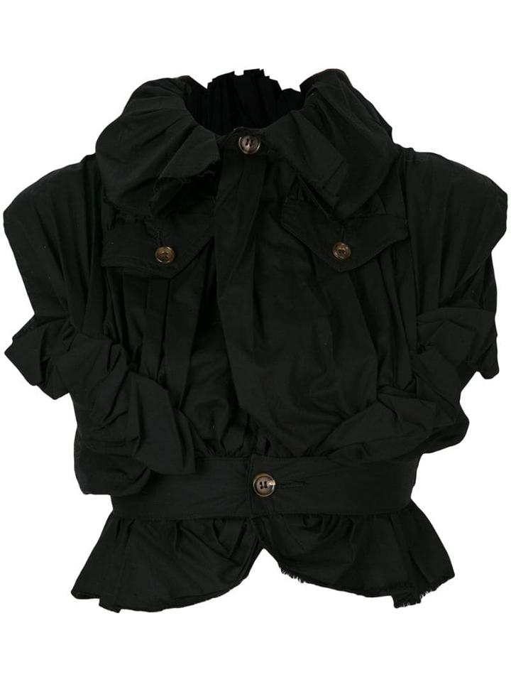 Comme Des Garçons Pre-owned Draped Cropped Jacket - Black