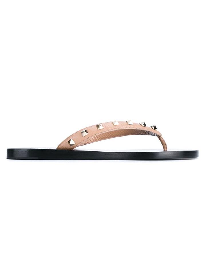 Valentino Leather Rockstud Thong Sandals