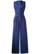 Ports 1961 Crossed Draped Front Jumpsuit - Blue