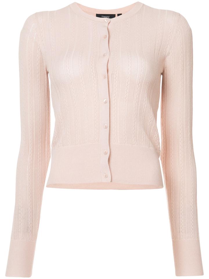 Theory Ribbed Cardigan - Pink & Purple