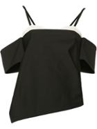 Tibi Cut-off Shoulders Asymmetric Blouse, Women's, Size: 10, Black, Cotton/polyamide/spandex/elastane