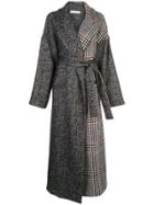 Oscar De La Renta Mixed Check Belted Coat - Black