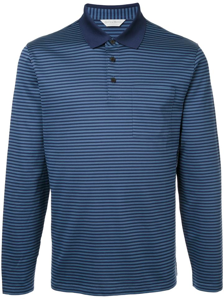 Gieves & Hawkes Striped Polo Top - Blue