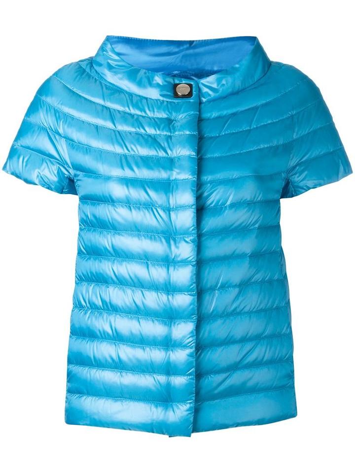 Herno Shortsleeved Down Jacket, Women's, Size: 40, Blue, Polyamide/polyurethane/goose Down