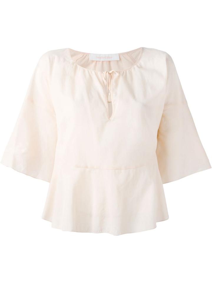 See By Chloé Tied Neckline Blouse, Women's, Size: 38, Yellow/orange, Cotton
