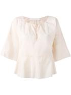 See By Chloé Tied Neckline Blouse, Women's, Size: 38, Yellow/orange, Cotton