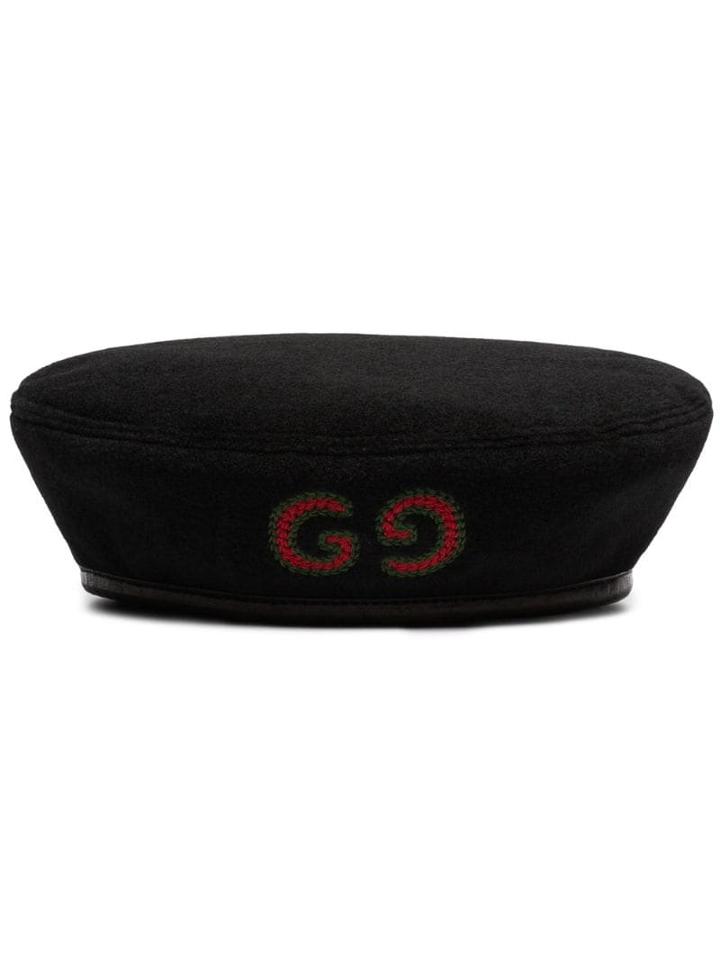 Gucci Gg Logo Beret - Black