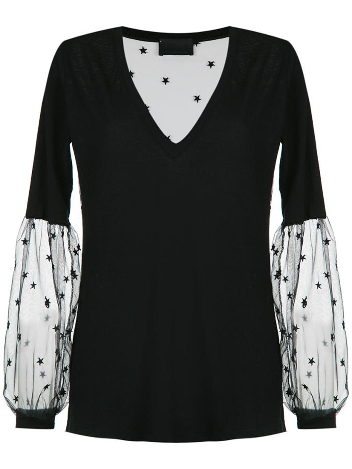 Andrea Bogosian Tulle Panels Blouse - Black