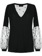 Andrea Bogosian Tulle Panels Blouse - Black