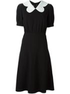 Valentino V-neck Dress, Women's, Size: 38, Black, Silk/virgin Wool
