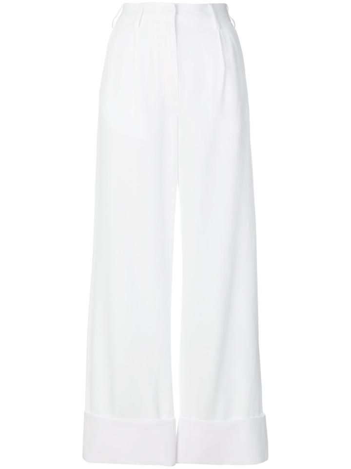 Mm6 Maison Margiela Turn-up Hem Trousers - White