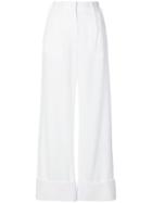 Mm6 Maison Margiela Turn-up Hem Trousers - White