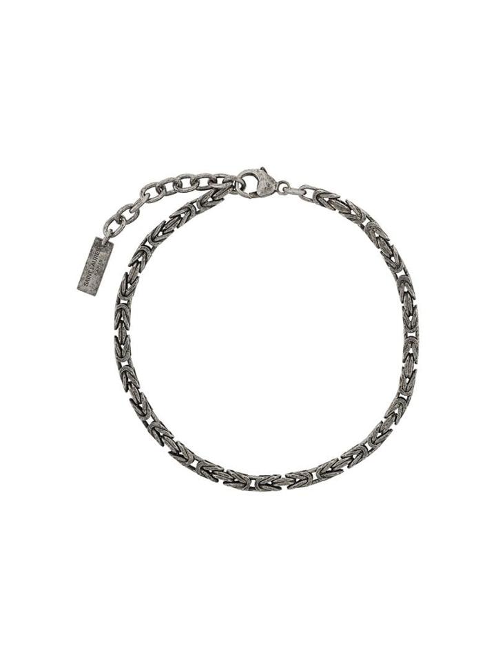 Saint Laurent Distressed Chain Bracelet - Metallic
