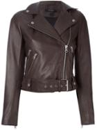 Muubaa Sadler Biker Jacket, Women's, Size: 6, Brown, Lamb Skin/viscose/polyester