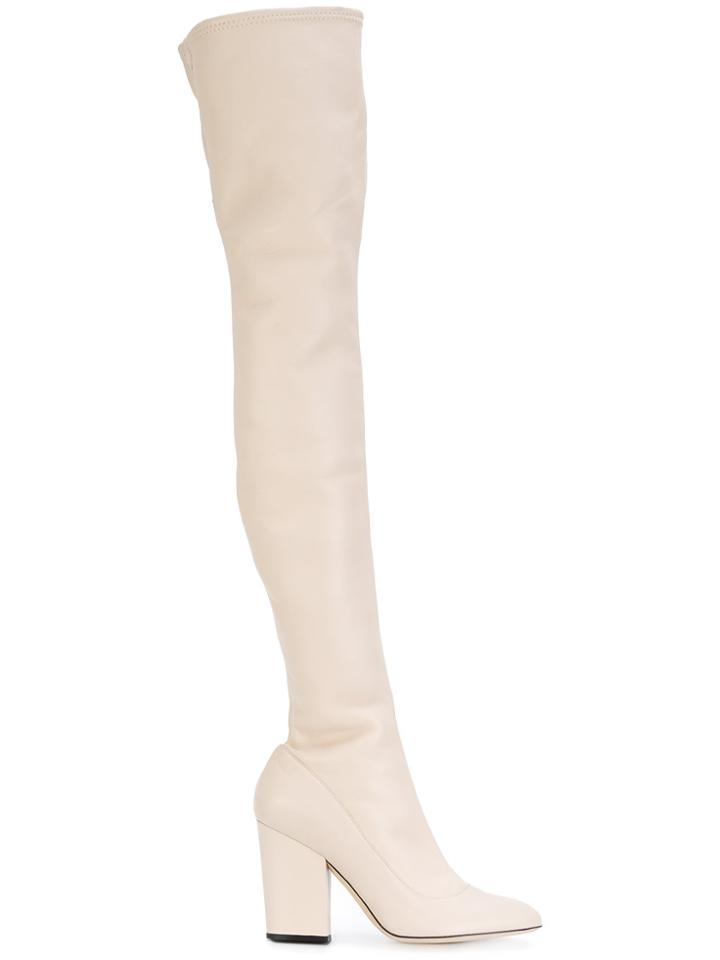 Sergio Rossi Over-the-knee Block Heel Boots - Pink & Purple