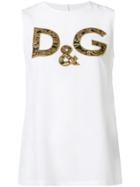 Dolce & Gabbana Brocade Logo Patch Tank Top - White