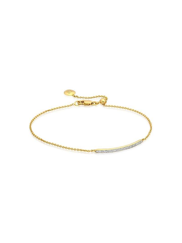Monica Vinader Skinny Short Bar Diamond Bracelet - Gold