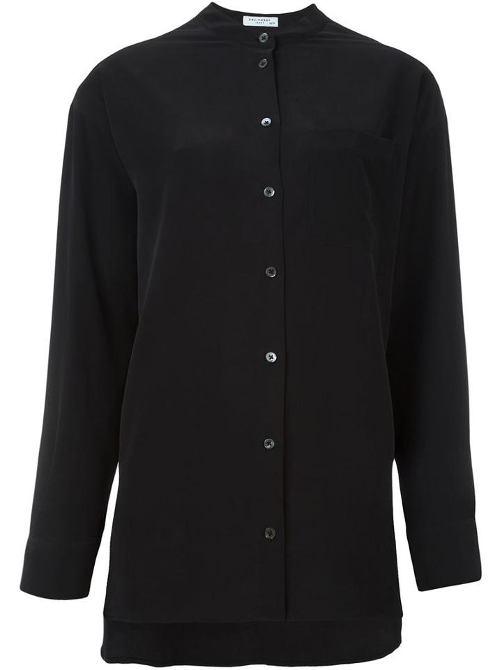 Equipment Band Collar Shirt, Women's, Size: Medium, Black, Silk