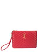 Saint Laurent Monogram Clutch - Red