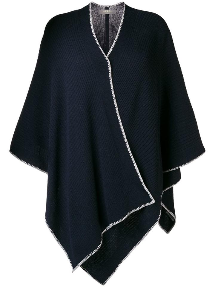 N.peal Crochet Detail Knitted Cape - Blue