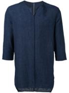 Kazuyuki Kumagai - Three-quarters Sleeve T-shirt - Men - Cotton/linen/flax - 3, Blue, Cotton/linen/flax