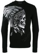 Philipp Plein Skull Print Sweatshirt, Men's, Size: Xl, Blue, Cotton/viscose/polyester