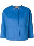 No21 Collarless Cropped Jacket - Blue
