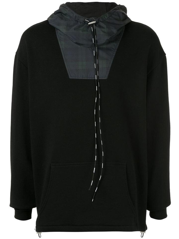 Represent Check Panel Hoodie - Black