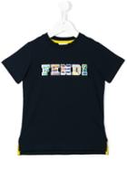 Fendi Kids Logo Print T-shirt, Boy's, Size: 7 Yrs, Blue