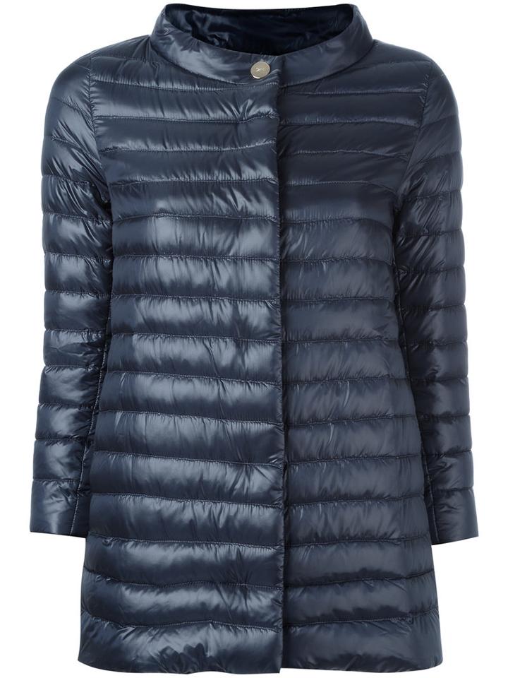 Herno Button Up Puffer Jacket, Size: 42, Blue, Polyamide/goose Down
