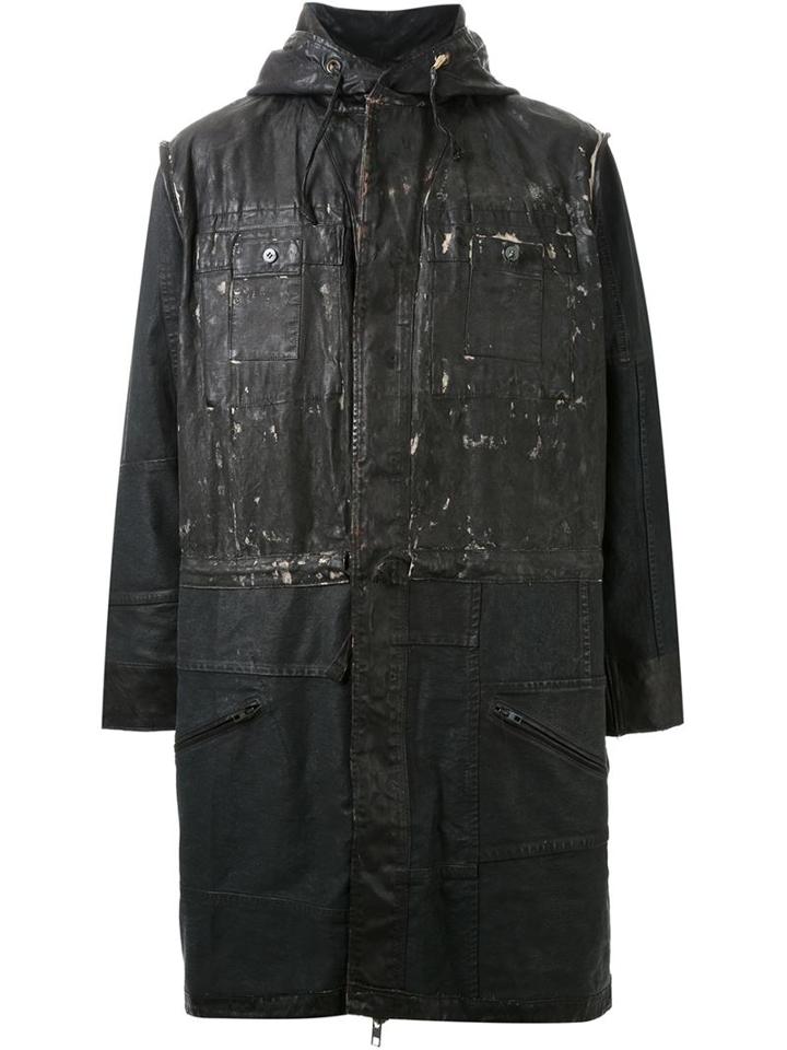 Longjourney Distressed Paneled Hooded Coat
