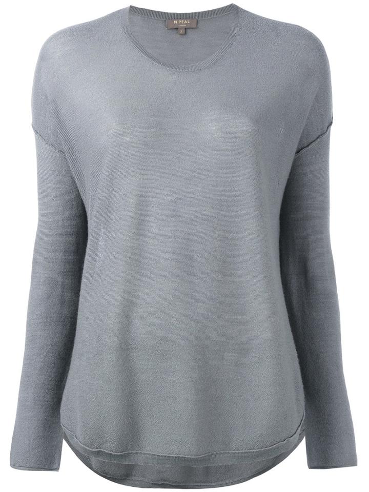 N.peal Super Fine Elbow Patch Jumper, Women's, Size: Small, Grey, Cashmere