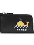 Prada Whale Motif Saffiano Leather Card Holder - Black